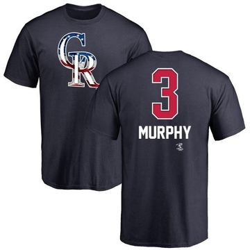 Men's Colorado Rockies Dale Murphy ＃3 Name and Number Banner Wave T-Shirt - Navy