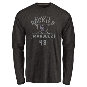 Men's Colorado Rockies German Marquez ＃48 Base Runner Long Sleeve T-Shirt - Black