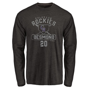 Men's Colorado Rockies Ian Desmond ＃20 Base Runner Long Sleeve T-Shirt - Black