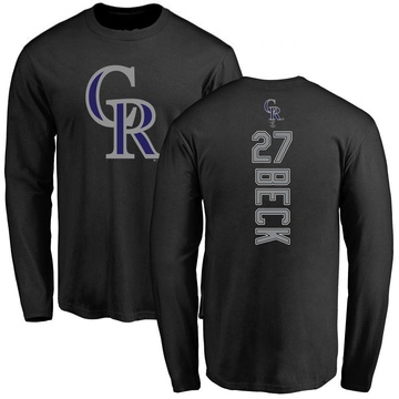 Men's Colorado Rockies Jordan Beck ＃27 Backer Long Sleeve T-Shirt - Black