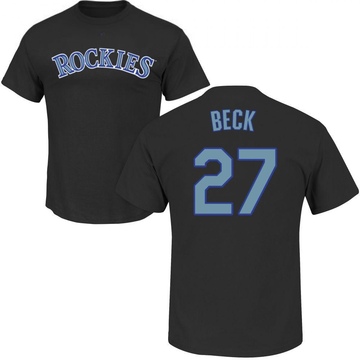 Men's Colorado Rockies Jordan Beck ＃27 Roster Name & Number T-Shirt - Black