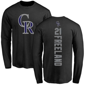 Men's Colorado Rockies Kyle Freeland ＃21 Backer Long Sleeve T-Shirt - Black