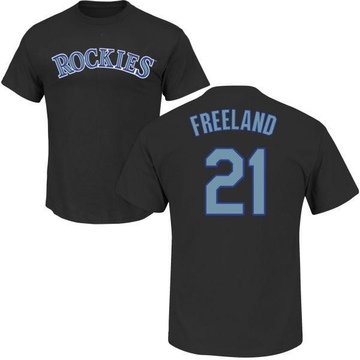 Men's Colorado Rockies Kyle Freeland ＃21 Roster Name & Number T-Shirt - Black