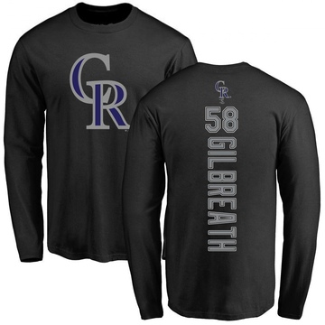 Men's Colorado Rockies Lucas Gilbreath ＃58 Backer Long Sleeve T-Shirt - Black
