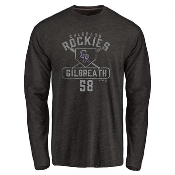 Men's Colorado Rockies Lucas Gilbreath ＃58 Base Runner Long Sleeve T-Shirt - Black