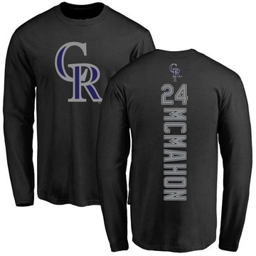 Men's Colorado Rockies Ryan McMahon ＃24 Backer Long Sleeve T-Shirt - Black