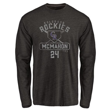 Men's Colorado Rockies Ryan McMahon ＃24 Base Runner Long Sleeve T-Shirt - Black