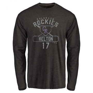 Men's Colorado Rockies Todd Helton ＃17 Base Runner Long Sleeve T-Shirt - Black