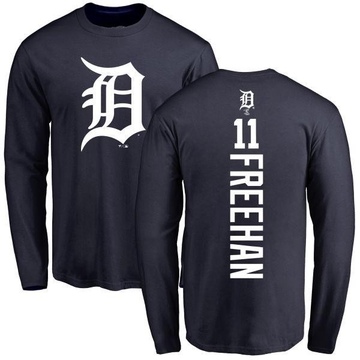 Men's Detroit Tigers Bill Freehan ＃11 Backer Long Sleeve T-Shirt - Navy
