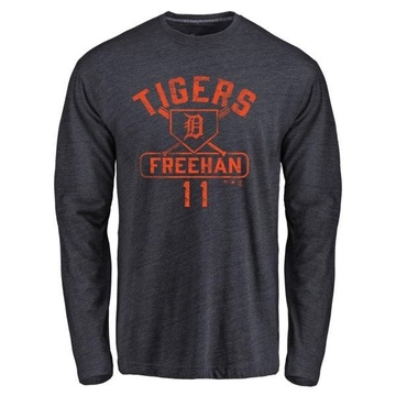 Men's Detroit Tigers Bill Freehan ＃11 Base Runner Long Sleeve T-Shirt - Navy
