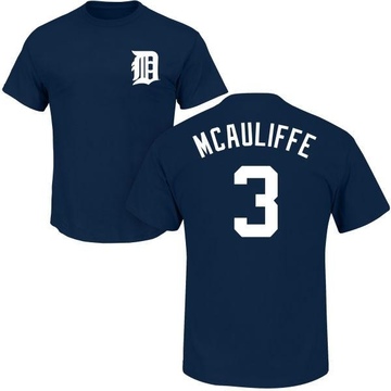 Men's Detroit Tigers Dick Mcauliffe ＃3 Roster Name & Number T-Shirt - Navy