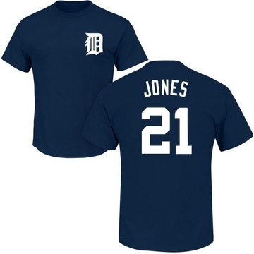 Men's Detroit Tigers JaCoby Jones ＃21 Roster Name & Number T-Shirt - Navy