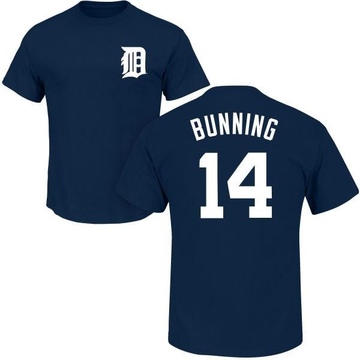Men's Detroit Tigers Jim Bunning ＃14 Roster Name & Number T-Shirt - Navy