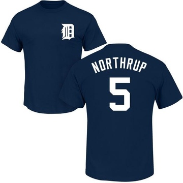 Men's Detroit Tigers Jim Northrup ＃5 Roster Name & Number T-Shirt - Navy