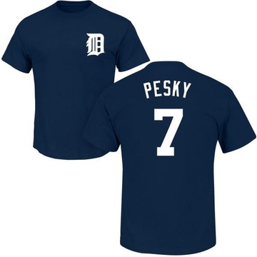 Men's Detroit Tigers Johnny Pesky ＃7 Roster Name & Number T-Shirt - Navy
