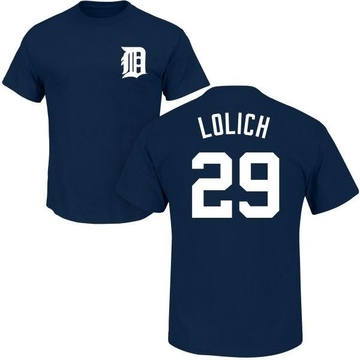 Men's Detroit Tigers Mickey Lolich ＃29 Roster Name & Number T-Shirt - Navy