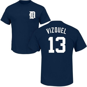 Men's Detroit Tigers Omar Vizquel ＃13 Roster Name & Number T-Shirt - Navy