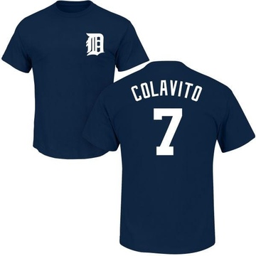 Men's Detroit Tigers Rocky Colavito ＃7 Roster Name & Number T-Shirt - Navy