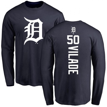 Men's Detroit Tigers Ryan Vilade ＃50 Backer Long Sleeve T-Shirt - Navy