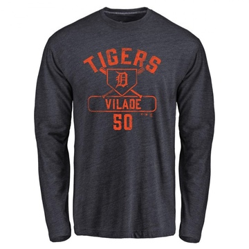 Men's Detroit Tigers Ryan Vilade ＃50 Base Runner Long Sleeve T-Shirt - Navy