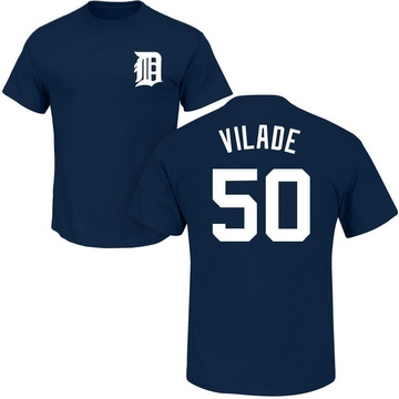 Men's Detroit Tigers Ryan Vilade ＃50 Roster Name & Number T-Shirt - Navy