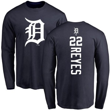 Men's Detroit Tigers Victor Reyes ＃22 Backer Long Sleeve T-Shirt - Navy