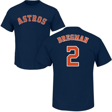 Men's Houston Astros Alex Bregman ＃2 Roster Name & Number T-Shirt - Navy