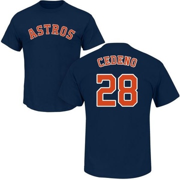 Men's Houston Astros Cesar Cedeno ＃28 Roster Name & Number T-Shirt - Navy