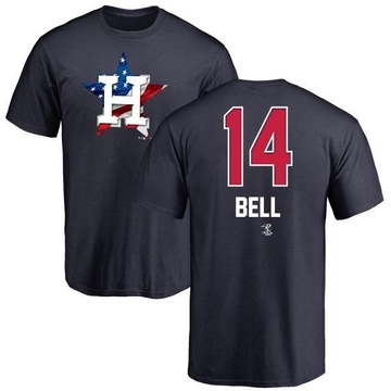 Men's Houston Astros Derek Bell ＃14 Name and Number Banner Wave T-Shirt - Navy