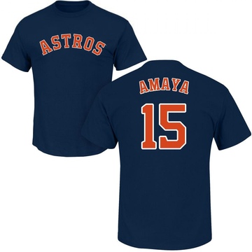 Men's Houston Astros Jacob Amaya ＃15 Roster Name & Number T-Shirt - Navy