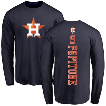 Men's Houston Astros Joe Pepitone ＃9 Backer Long Sleeve T-Shirt - Navy