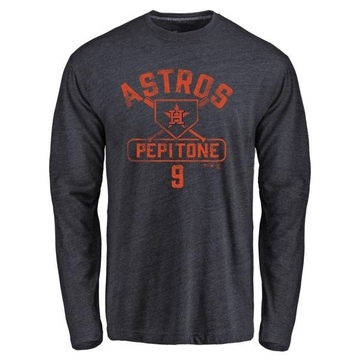 Men's Houston Astros Joe Pepitone ＃9 Base Runner Long Sleeve T-Shirt - Navy