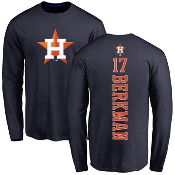 Men's Houston Astros Lance Berkman ＃17 Backer Long Sleeve T-Shirt - Navy