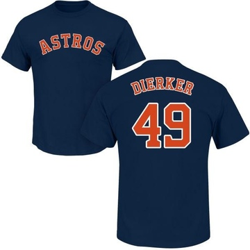 Men's Houston Astros Larry Dierker ＃49 Roster Name & Number T-Shirt - Navy