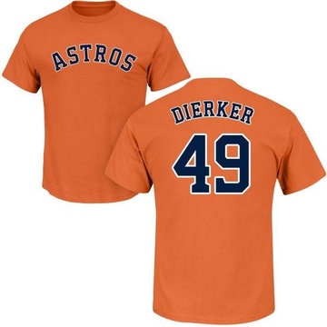 Men's Houston Astros Larry Dierker ＃49 Roster Name & Number T-Shirt - Orange