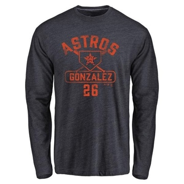 Men's Houston Astros Luis Gonzalez ＃26 Base Runner Long Sleeve T-Shirt - Navy
