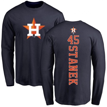 Men's Houston Astros Ryne Stanek ＃45 Backer Long Sleeve T-Shirt - Navy