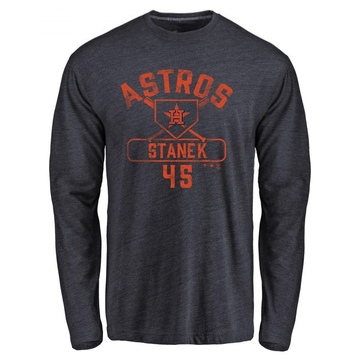 Men's Houston Astros Ryne Stanek ＃45 Base Runner Long Sleeve T-Shirt - Navy