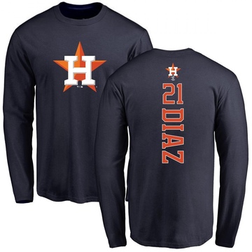 Men's Houston Astros Yainer Diaz ＃21 Backer Long Sleeve T-Shirt - Navy
