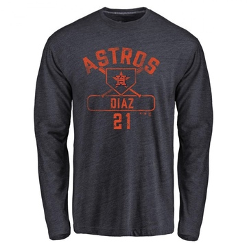 Men's Houston Astros Yainer Diaz ＃21 Base Runner Long Sleeve T-Shirt - Navy