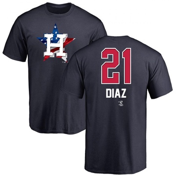 Men's Houston Astros Yainer Diaz ＃21 Name and Number Banner Wave T-Shirt - Navy