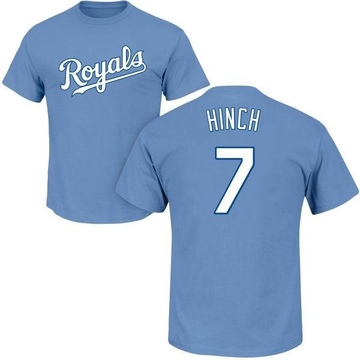 Men's Kansas City Royals A.j. Hinch ＃7 Roster Name & Number T-Shirt - Light Blue