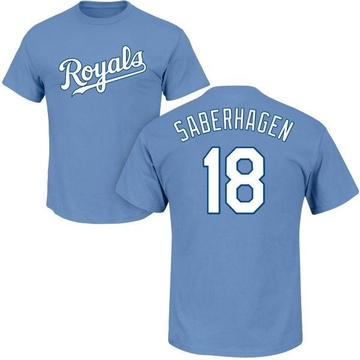 Men's Kansas City Royals Bret Saberhagen ＃18 Roster Name & Number T-Shirt - Light Blue