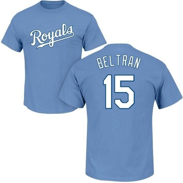 Men's Kansas City Royals Carlos Beltran ＃15 Roster Name & Number T-Shirt - Light Blue