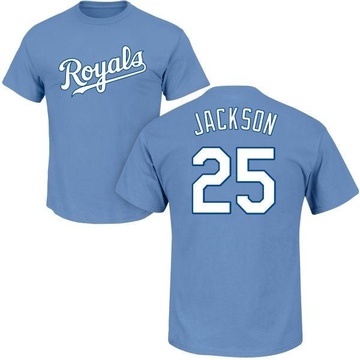 Men's Kansas City Royals Danny Jackson ＃25 Roster Name & Number T-Shirt - Light Blue