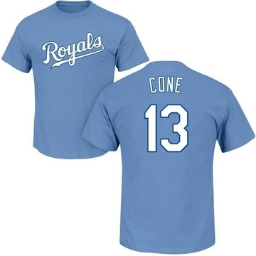 Men's Kansas City Royals David Cone ＃13 Roster Name & Number T-Shirt - Light Blue