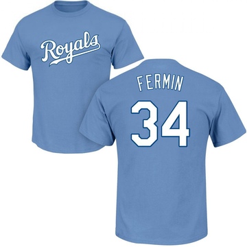 Men's Kansas City Royals Freddy Fermin ＃34 Roster Name & Number T-Shirt - Light Blue