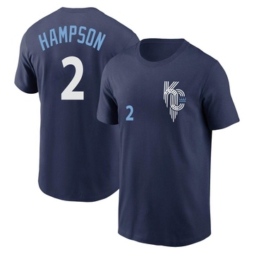 Men's Kansas City Royals Garrett Hampson ＃2 2022 City Connect Name & Number T-Shirt - Navy