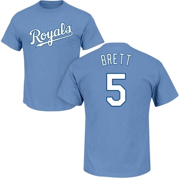 Men's Kansas City Royals George Brett ＃5 Roster Name & Number T-Shirt - Light Blue