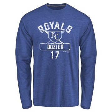 Men's Kansas City Royals Hunter Dozier ＃17 Base Runner Long Sleeve T-Shirt - Royal